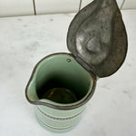 antique vintage striped stoneware and pewter creamer