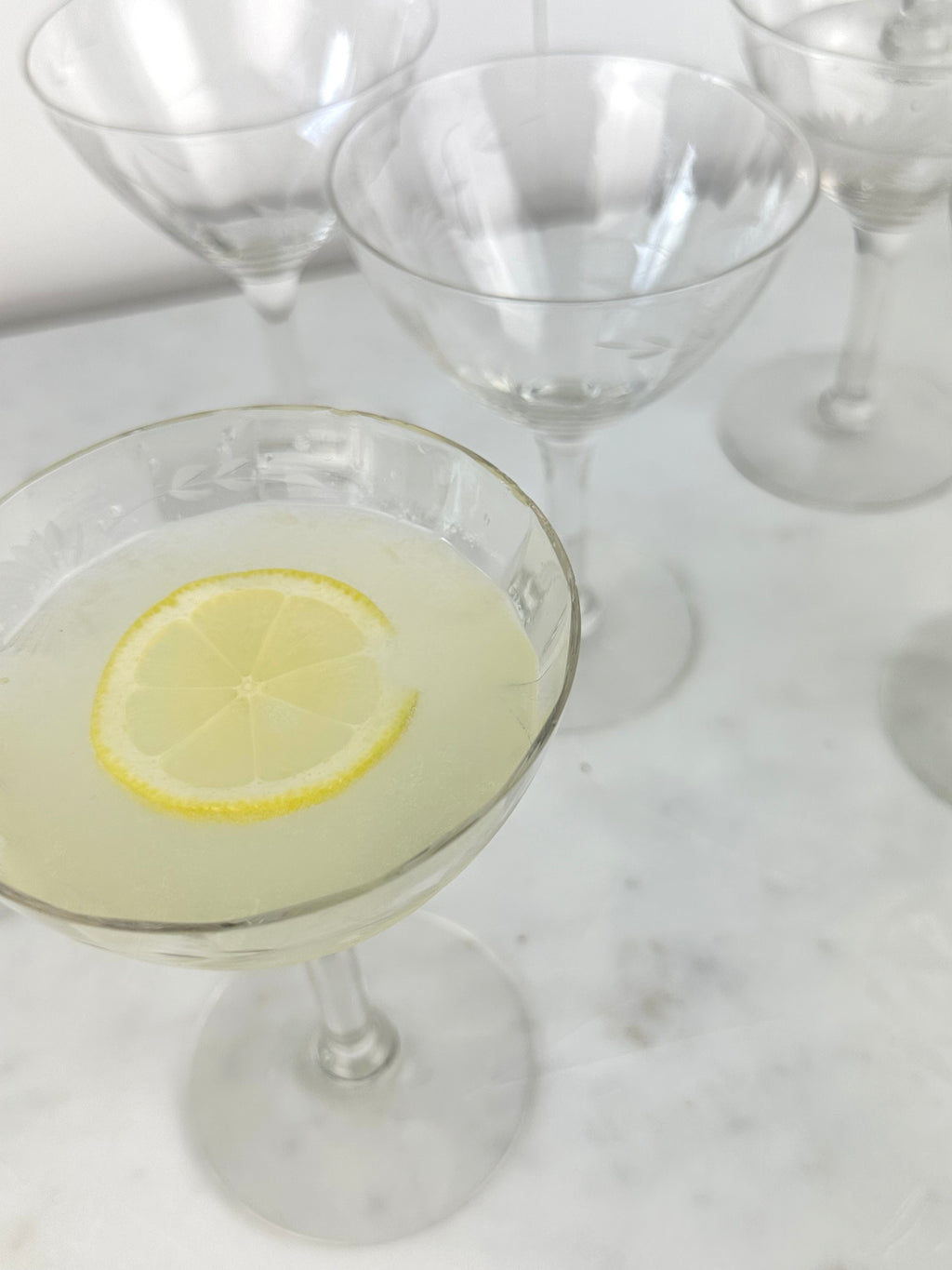 VINTAGE ETCHED CHAMPANGE COUPE