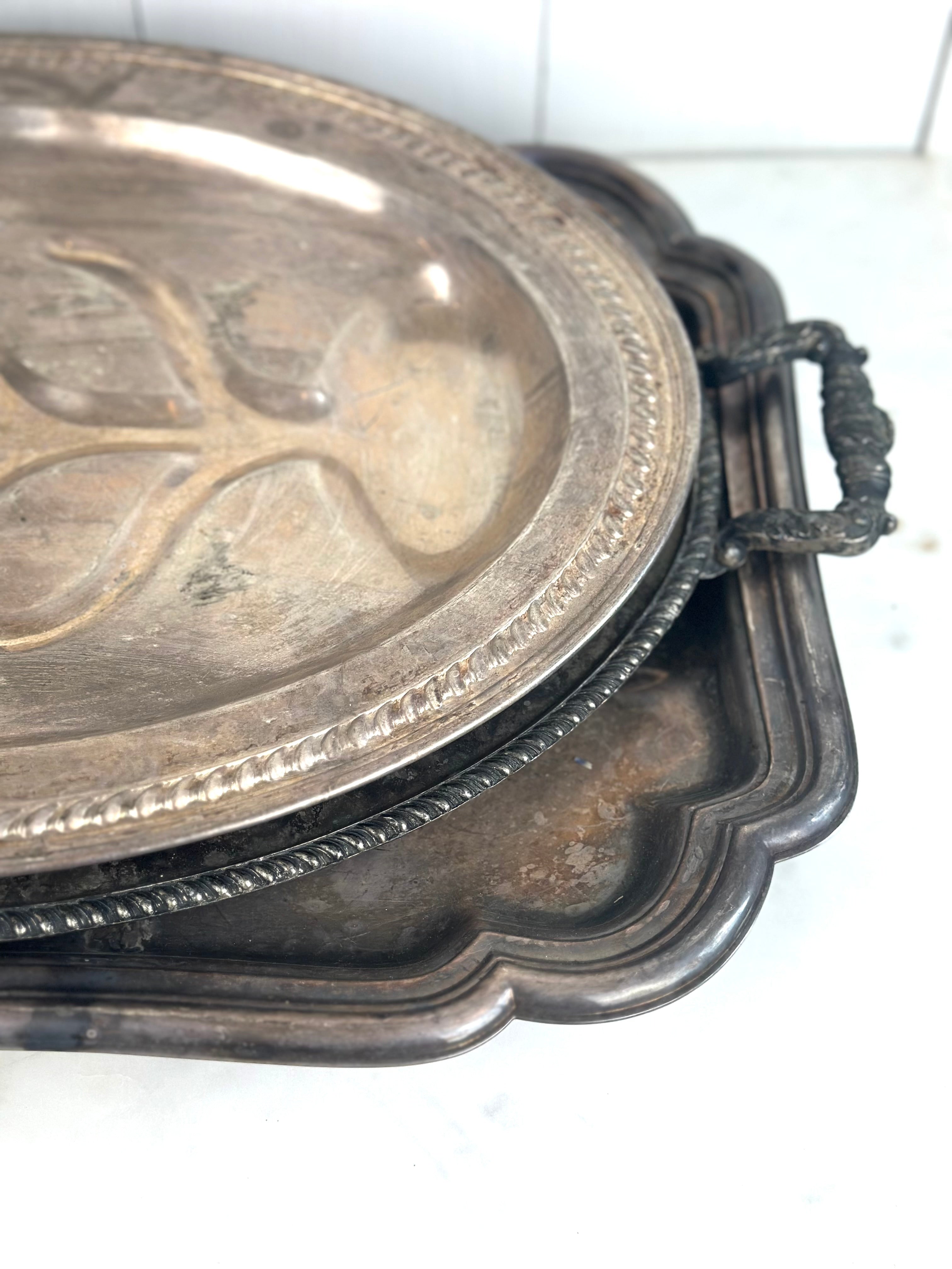 SILVER-PLATE SERVING TRAY