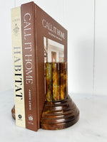 chocolate brown alabaster column shaped bookends