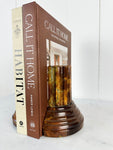 chocolate brown alabaster column shaped bookends