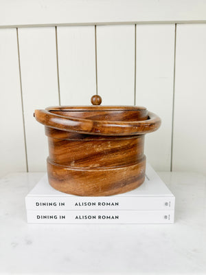 vintage wood pantry storage bucket or ice bucket