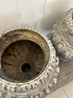 ANTIQUE FRENCH ZINC COATED URNS - PAIR