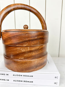 vintage wood pantry storage bucket or ice bucket