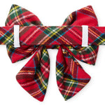 TARTAN FLANNEL CHRISTMAS LADY DOG COLLAR BOW