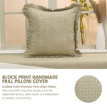 HAND BLOCKED PRINTED PILLOW W RUFFLE - KARLEE