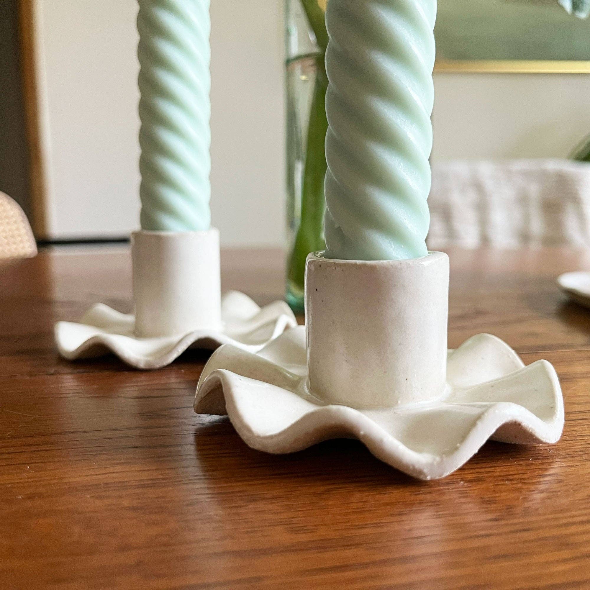 HANDMADE RUFFLE CANDLE HOLDER