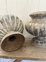 ANTIQUE FRENCH ZINC COATED URNS - PAIR