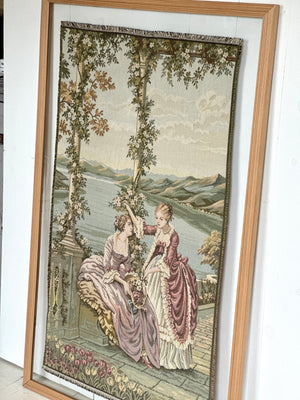 VINTAGE FRENCH GARDEN TAPESTRY IN MODERN FRAME