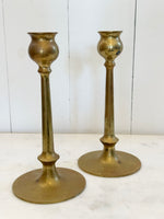 MID CENTURY BRASS CANDLESTICKS