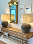 VINTAGE POTTERY LAMP + SHADE