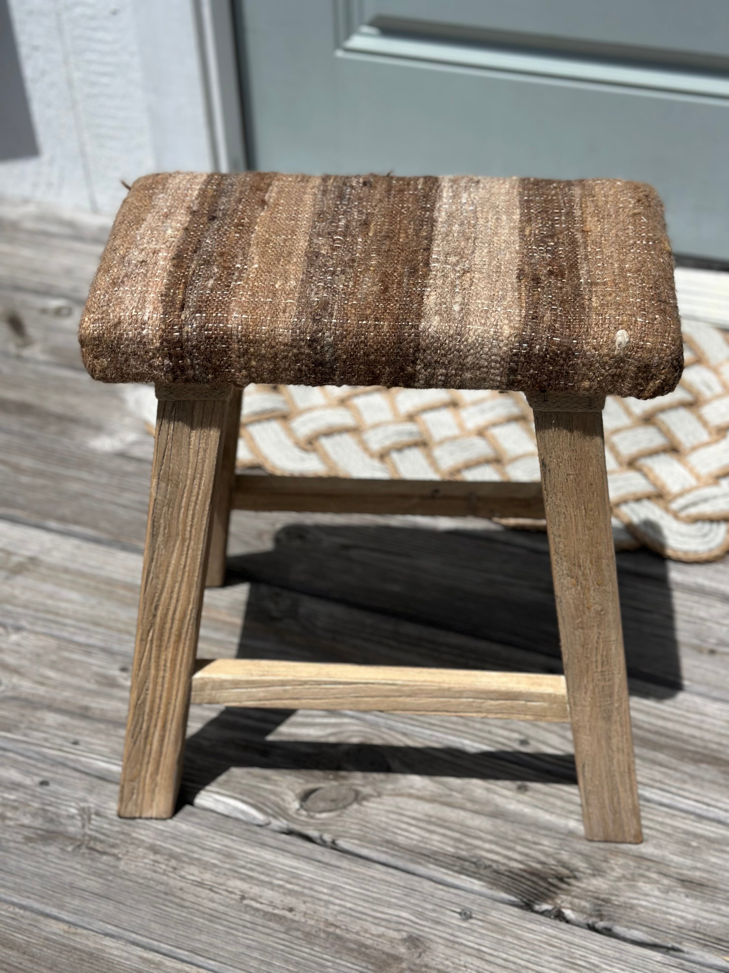 TURKISH WOOL ELM STOOL
