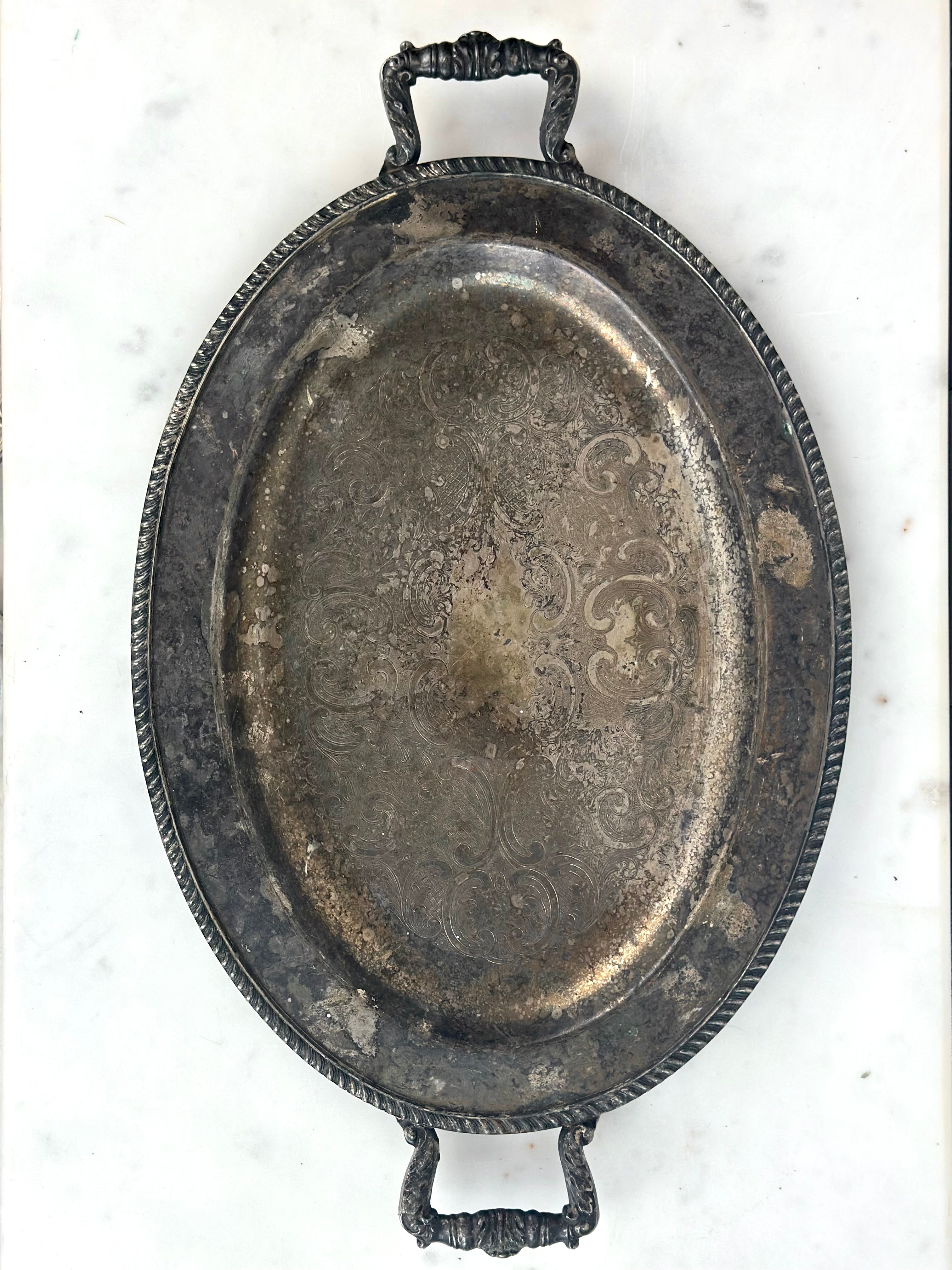 SILVER-PLATE SERVING TRAY