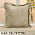 HAND BLOCKED PRINTED PILLOW W RUFFLE - KARLEE
