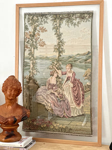 VINTAGE FRENCH GARDEN TAPESTRY IN MODERN FRAME