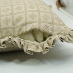 HAND BLOCKED PRINTED PILLOW W RUFFLE - KARLEE