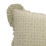 HAND BLOCKED PRINTED PILLOW W RUFFLE - KARLEE