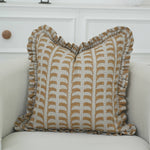 HAND BLOCKED LINEN PILLOW W RUFFLE - HALLA