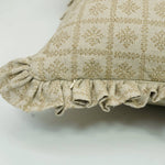 HAND BLOCKED PRINTED PILLOW W RUFFLE - KARLEE