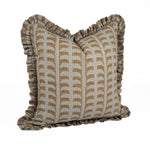 HAND BLOCKED LINEN PILLOW W RUFFLE - HALLA
