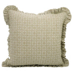 HAND BLOCKED PRINTED PILLOW W RUFFLE - KARLEE