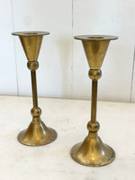 MID CENTURY BRASS CANDLESTICKS