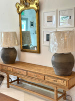 VINTAGE POTTERY LAMP + SHADE