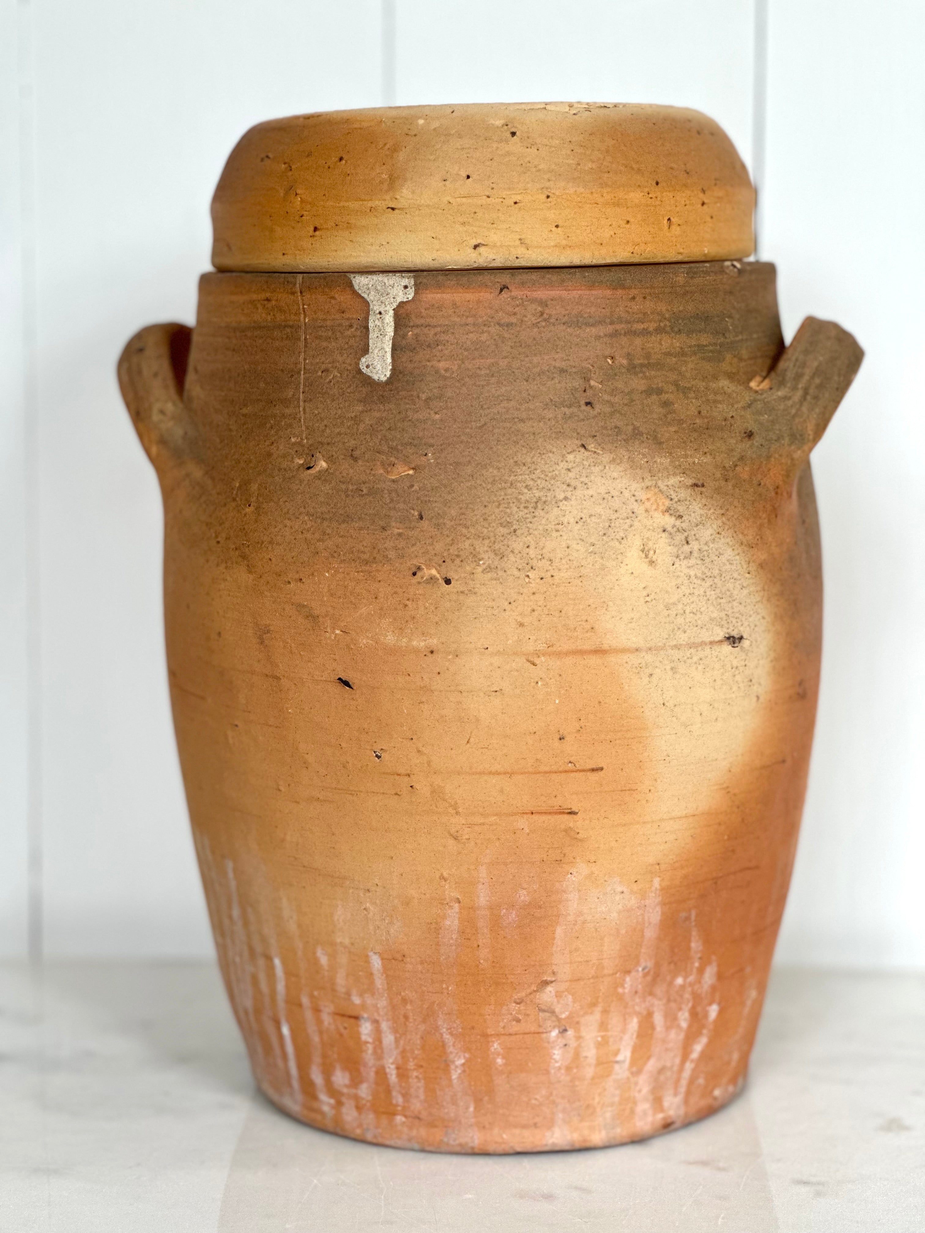 ANTIQUE STONEWARE FRENCH CONFIT POT