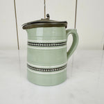 antique vintage striped stoneware and pewter creamer