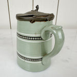 antique vintage striped stoneware and pewter creamer