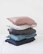 Ruffle trim linen pillowcase: Natural linen / US Queen (20x30" / 51x76 cm)