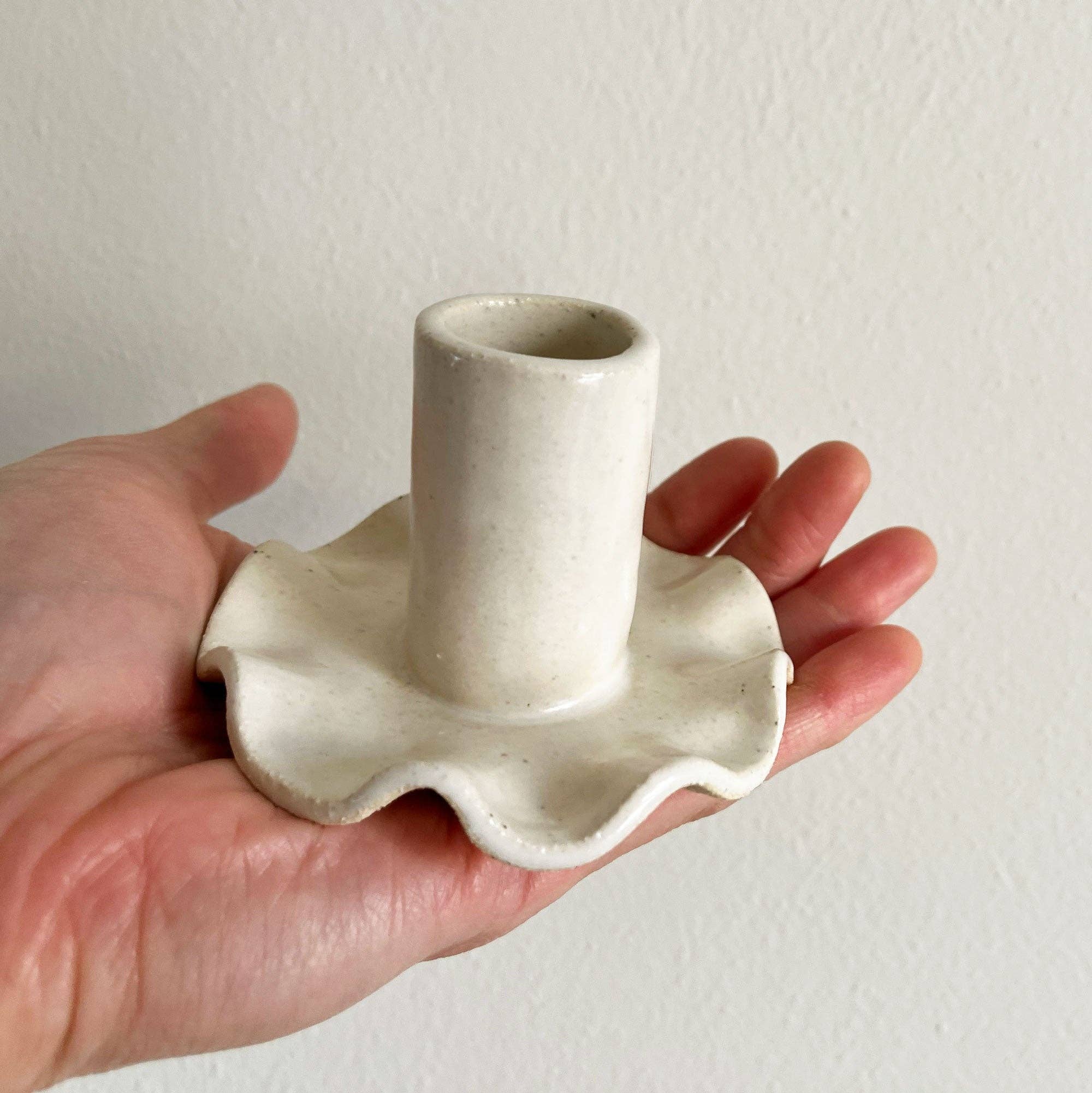 HANDMADE RUFFLE CANDLE HOLDER