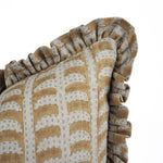HAND BLOCKED LINEN PILLOW W RUFFLE - HALLA