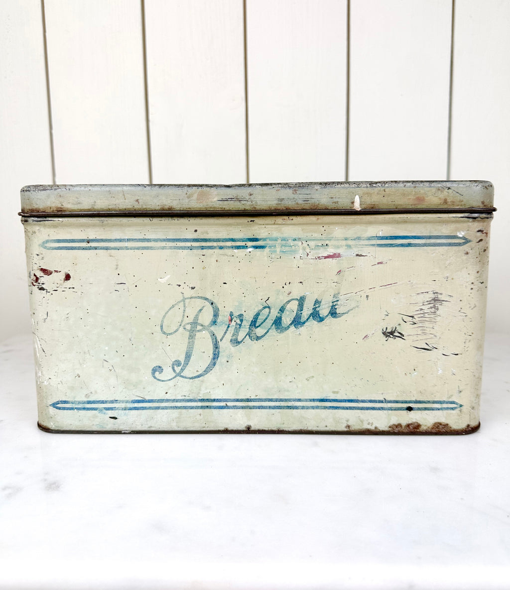 vintage blue bread tin 