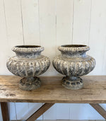 ANTIQUE FRENCH ZINC COATED URNS - PAIR