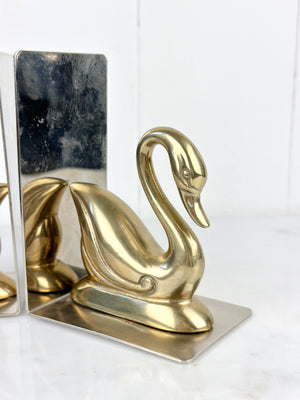 brass swan bookend