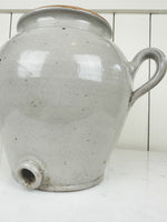 Vintage french glazed double handled confit jar with spout