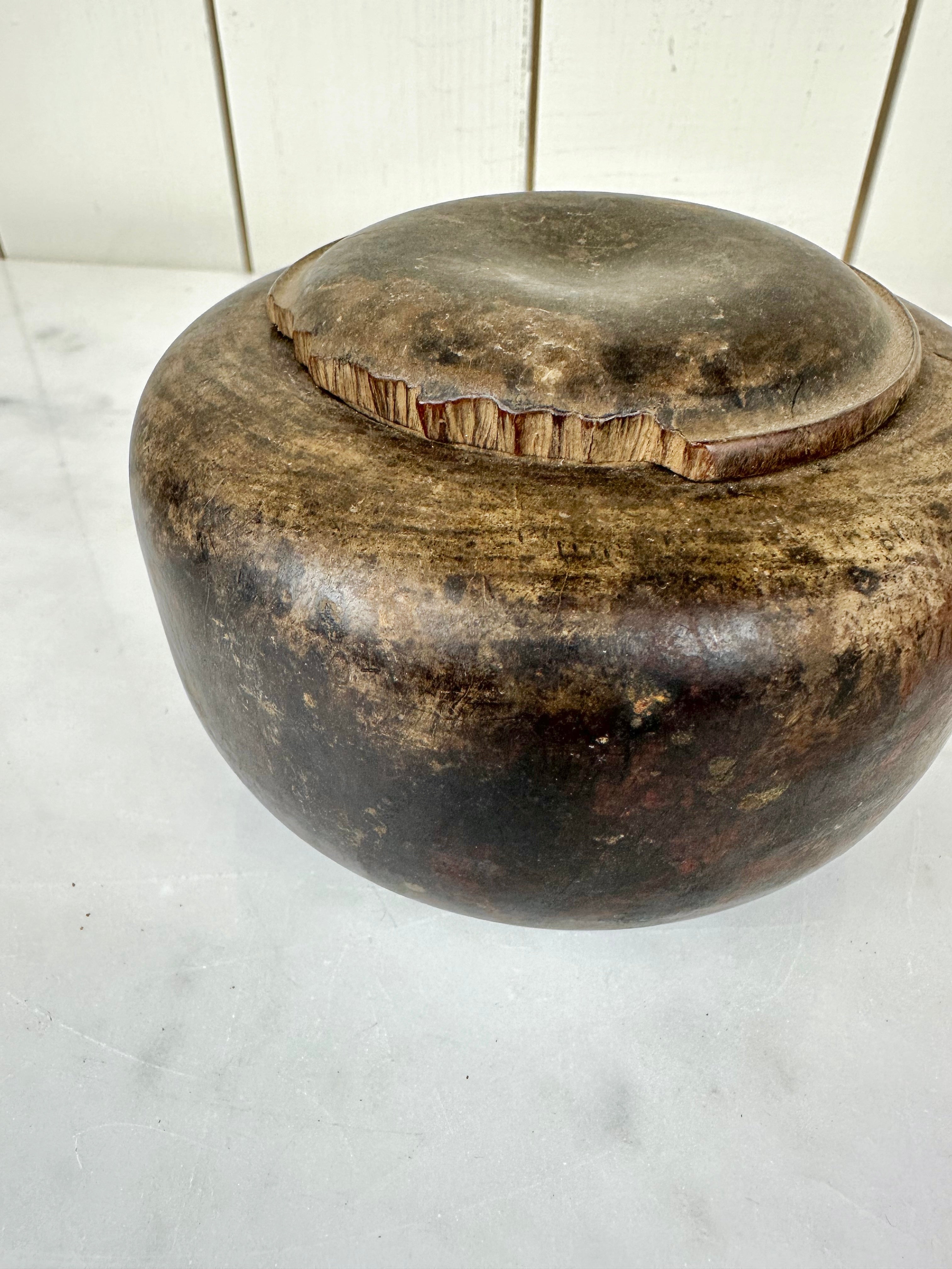 vintage wood spice jar trinket box