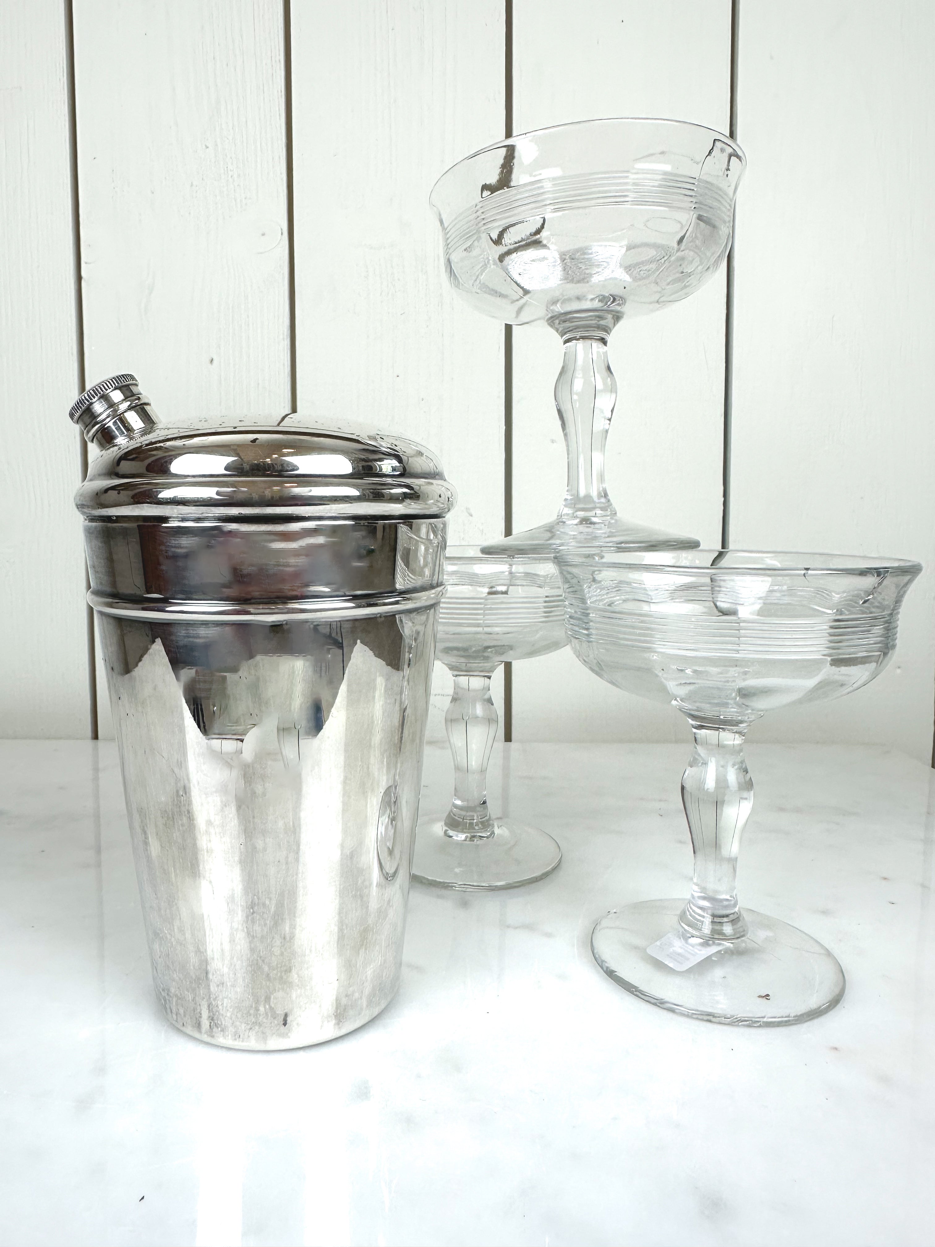 small vintage silver-plated cocktail shaker