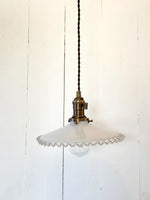 ANTIQUE FRENCH OPALINE PENDANT LIGHT TURNED OFF