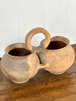 ANTIQUE HANDLED DOUBLE TERRA COTTA POT 