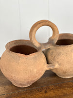 ANTIQUE HANDLED DOUBLE TERRA COTTA POT DETAILS