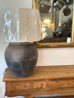 VINTAGE POTTERY LAMP + SHADE
