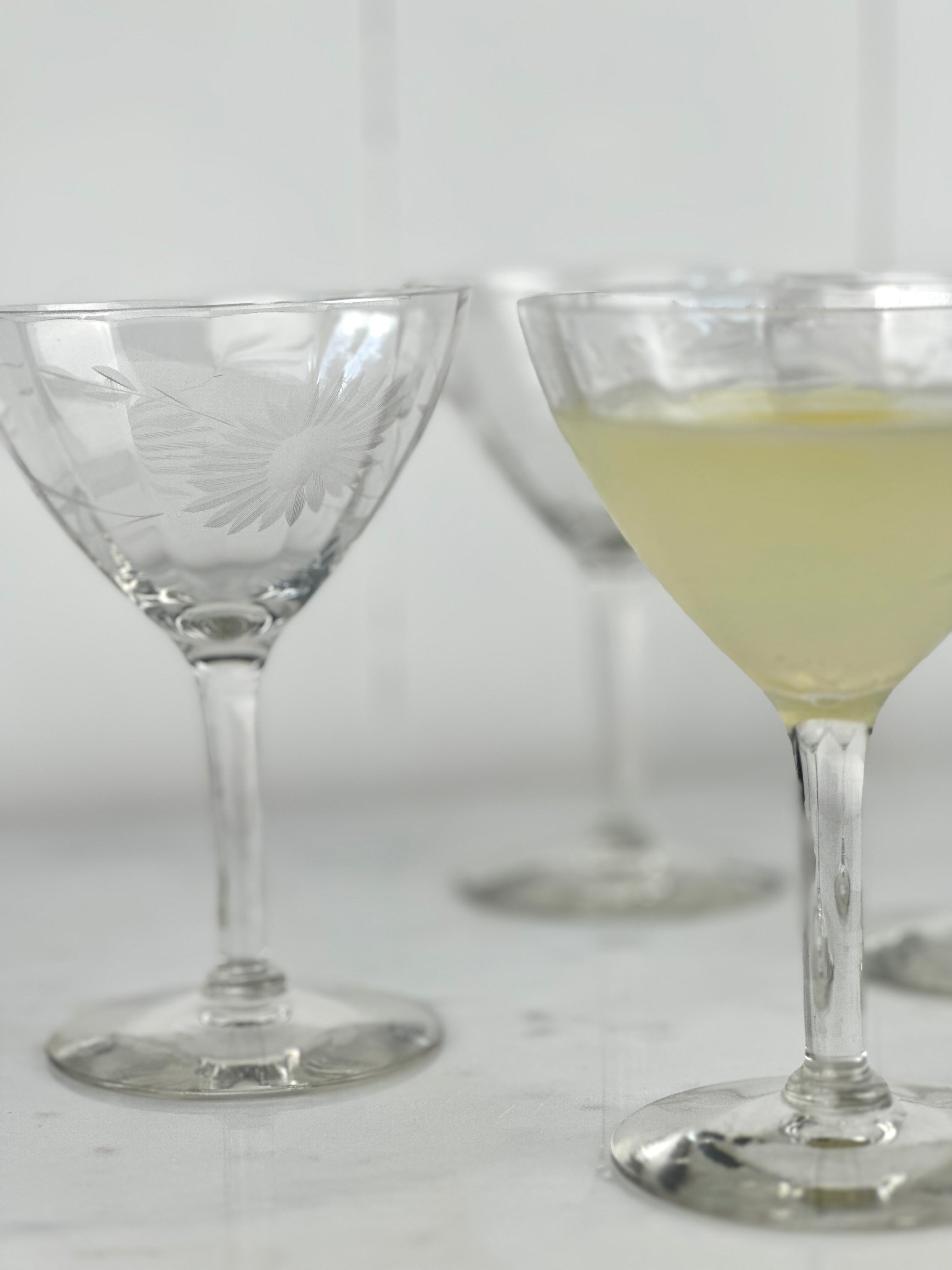 VINTAGE ETCHED CHAMPANGE COUPE
