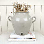Vintage french glazed double handled confit jar with spout
