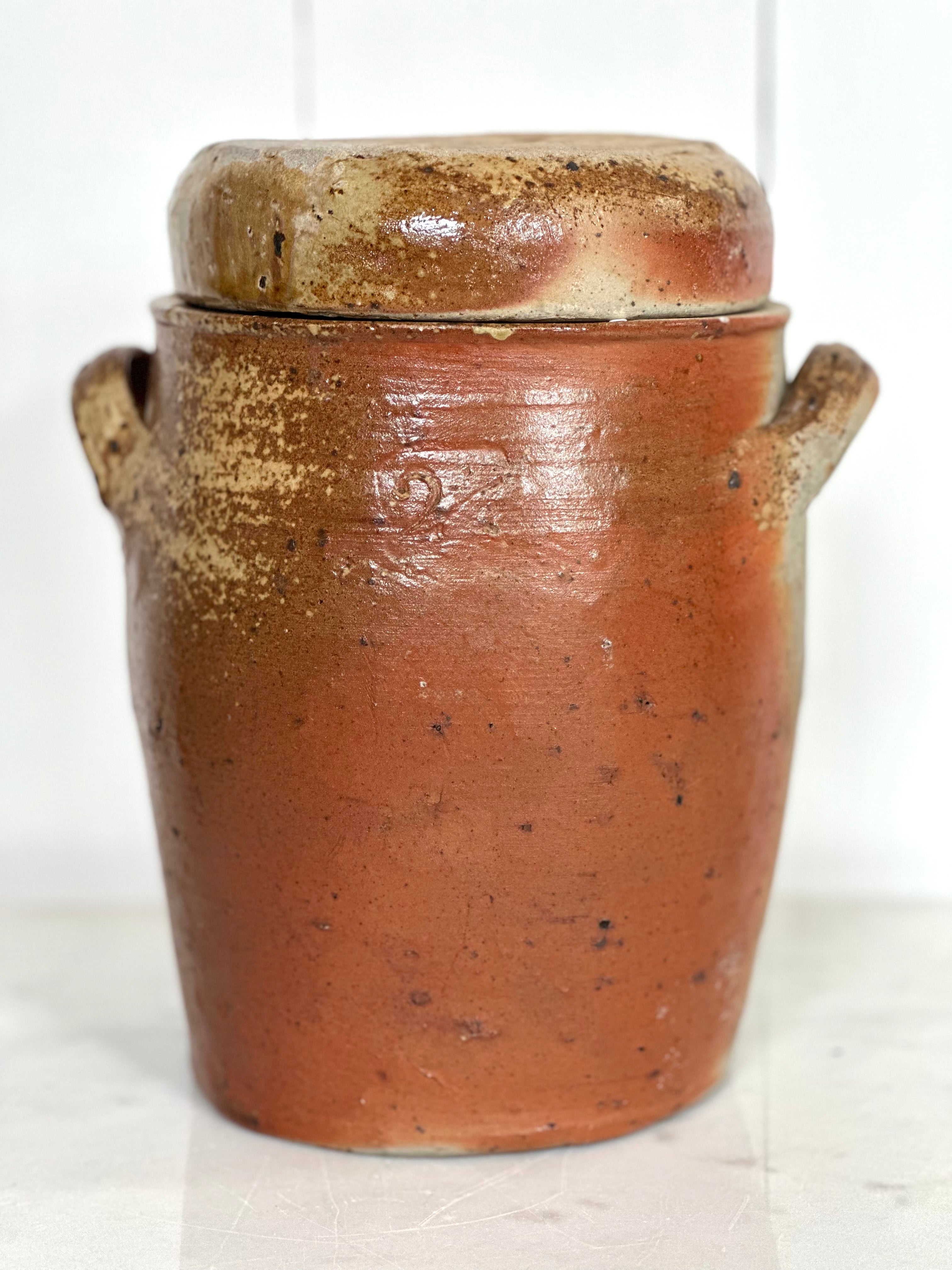 ANTIQUE STONEWARE FRENCH CONFIT POT