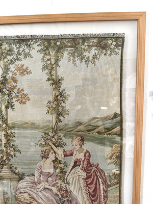 VINTAGE FRENCH GARDEN TAPESTRY IN MODERN FRAME