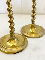 BRASS BARLEY TWIST CANDLESTICKS
