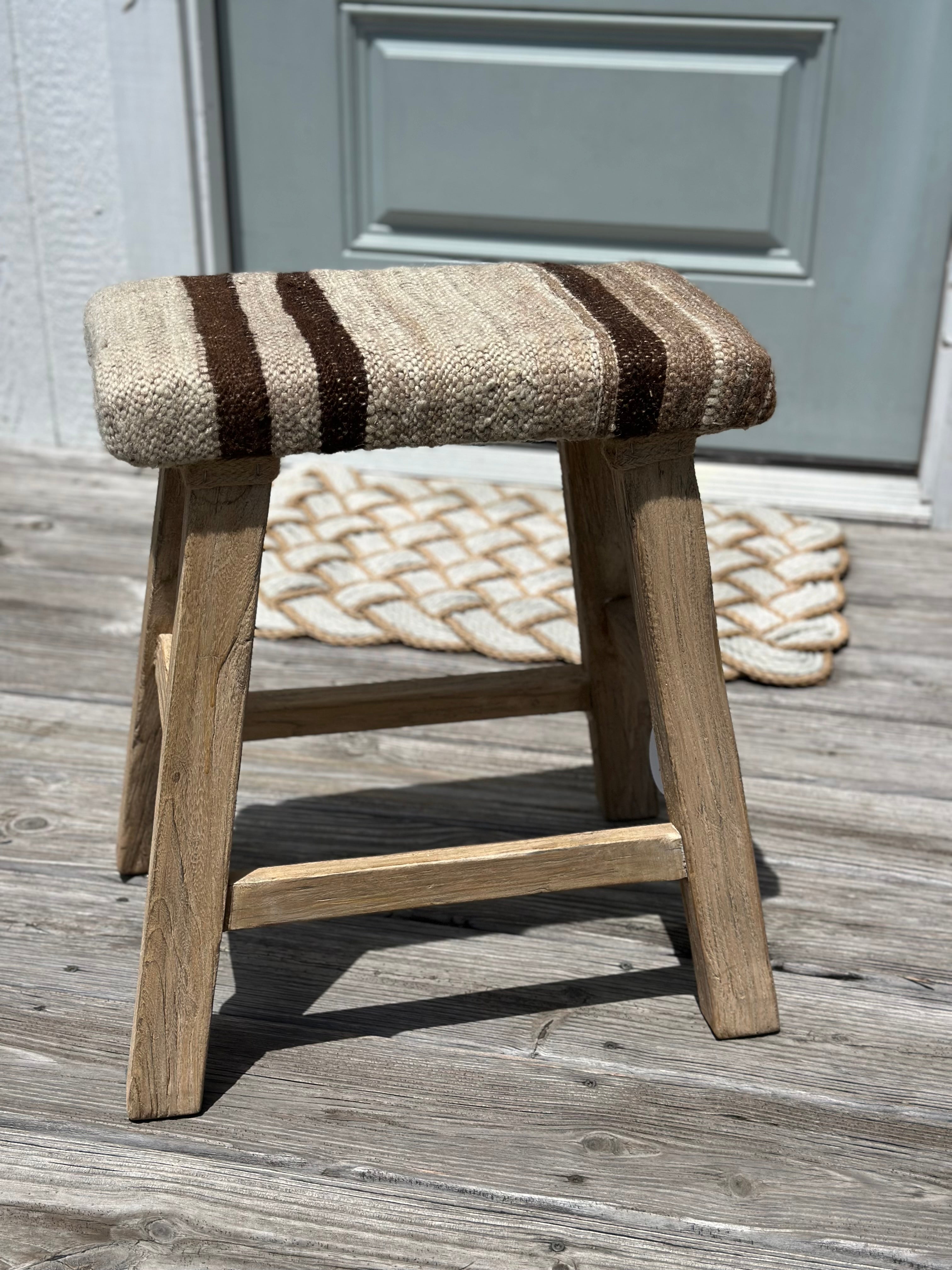 TURKISH WOOL ELM STOOL
