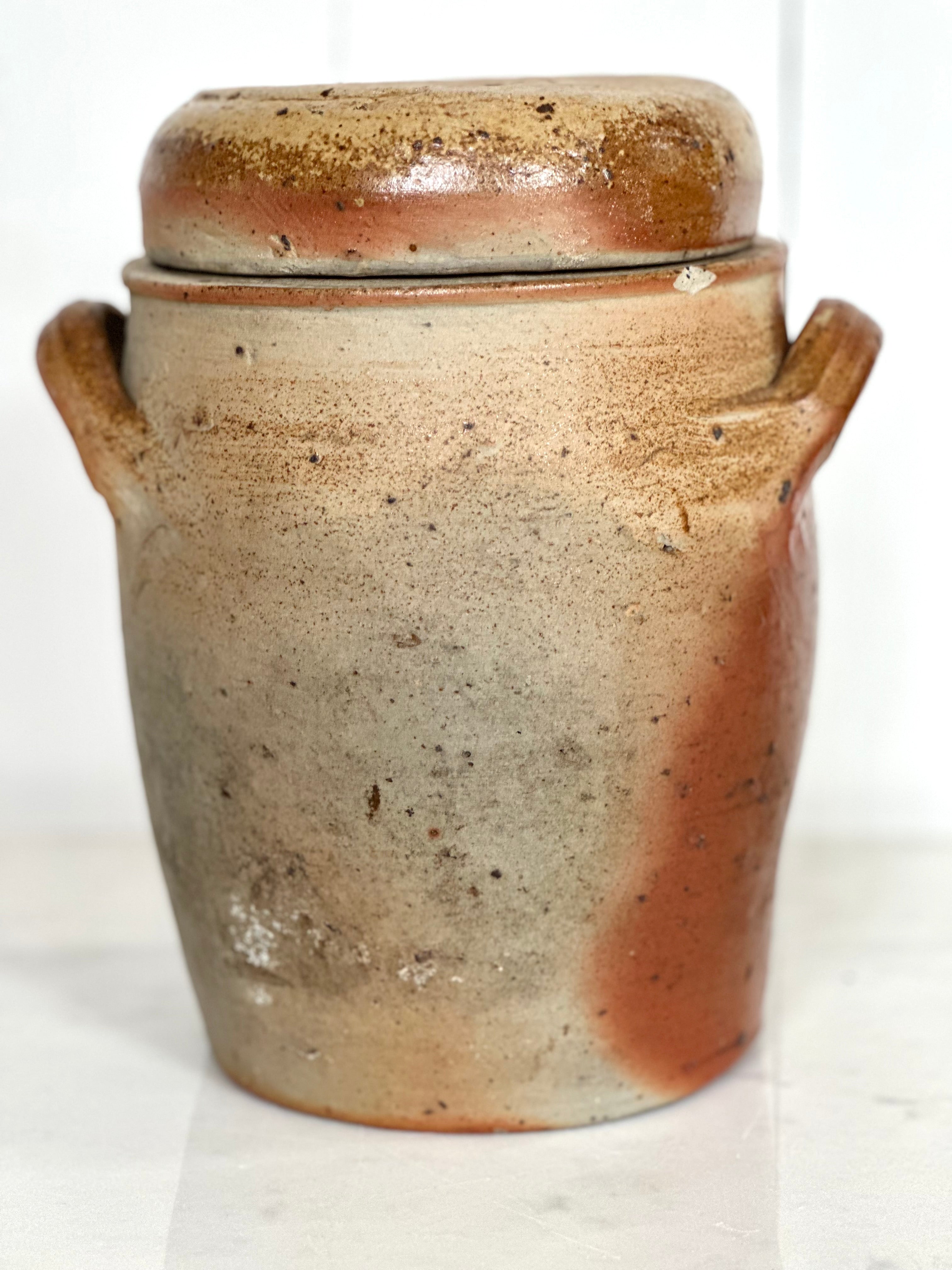 ANTIQUE STONEWARE FRENCH CONFIT POT